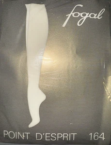 Fogal 164 Point D'Esprit Dotted Net Tights Pantyhose Color: Blanc Size: Medium - Picture 1 of 1