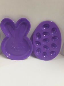 Lot X2 Women Owned Easter Purple Plastic Bunny Platter & Egg Tray (12 Eggs) BNWT