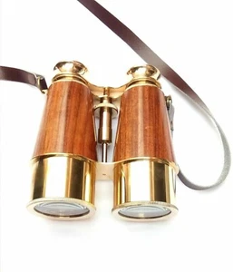 Vintage Brass Binoculars Antique Marine Nautical 6" Binocular with Wooden Finish - Picture 1 of 6
