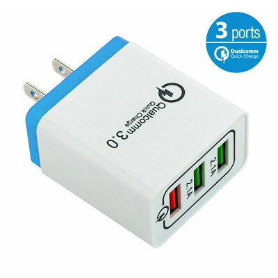 Cargador rápido de pared para el hogar USB de 3 puertos QC 3.0 para teléfono celular iPhone Samsung Android Foto 1 de 4