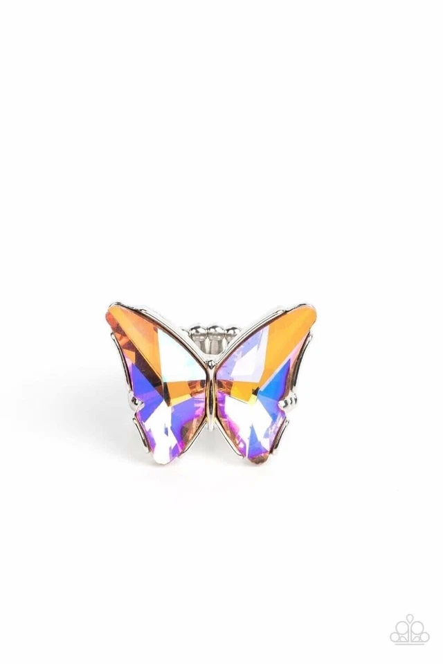Paparazzi ~ Fluorescente Flutter LARANJA 🌈IRIDESCENTE 🌈Anel Borboleta ~🦋NOVO🦋 - Imagem 1 de 1