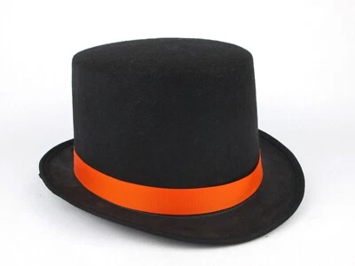 ADULT MAGICIAN GENTLEMAN 20S TUXEDO COSTUME FELT TOP HAT BLACK W/ RIBBON BAND - Image 1 of 4