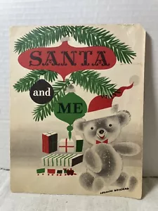 Vintage Santa and Me picture holder Leonard Weisgard Teddy Bear 1950's Bow Tie - Picture 1 of 7