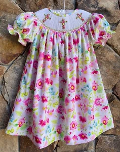 Gesmoktes Set Mädchen Ostern Bischof Kleid Amazing Grace Kreuz Blumen Hase Kirche - Bild 1 von 1
