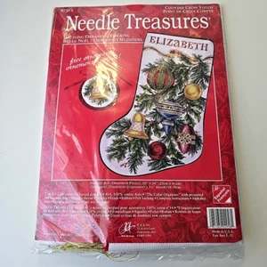 C-25 NEW NEEDLE TREASURES CROSS-STITCH STOCKING KIT “DAZZLING ORNAMENTS” - Picture 1 of 3