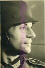  altes Foto deutscher Soldat mit Stahlhelm, Porträt, 9x13cm