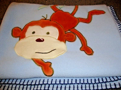 Manta de seguridad azul unisex Garanimals ~ marrón mono bebé felpa suave 30x40 303 Foto 1 de 4