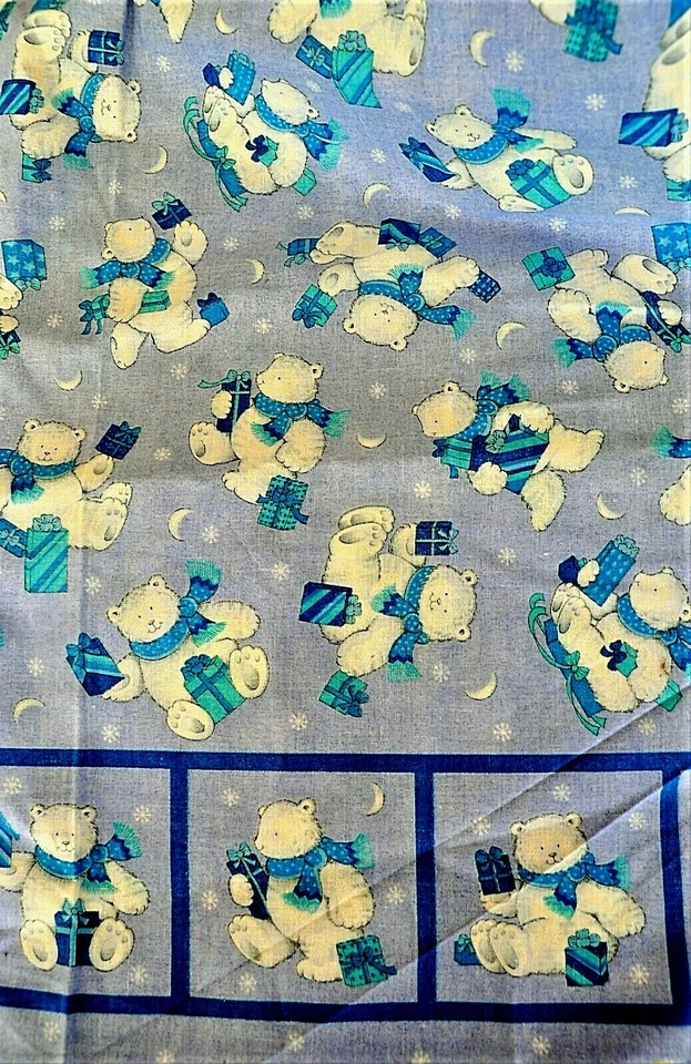 Fabric VIP Cranston Print 100% Cotton Polar Bears Christmas Purple 6 Yards  - Image 1 of 1