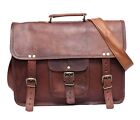 15 in Leather Satchel Messenger Bag Laptop Briefcase School Crossbody Shoulder