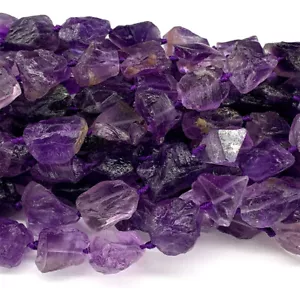 Minerale grezzo naturale viola scuro ametista forma libera pepita perline grezze opache - Foto 1 di 7