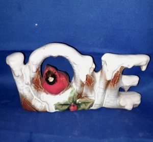 CERAMIC CHRISTMAS LOVE WITH RED CARDINAL TABLE DECOR - Picture 1 of 3
