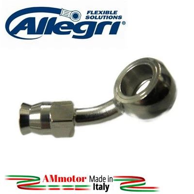Raccordo Tubo Freno 45° Occhiello Acciaio Inox Per Moto Allegri Aeronautico - Immagine 1 di 3