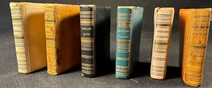 Vntg Minature Dictionaries: English German Italian Spanish French Latin Leather - Bild 1 von 20