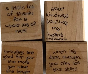 Rubber Stamp Stampin Up Set of 4 Quotes Thanks, Kindness Stars, birthdays - Picture 1 of 2