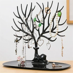Deer Tree Jewelry Stand Display Rack Portable Necklace Earring Organizer Holder - Picture 1 of 14