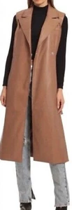 7 for All Mankind Women's Faux Leather Trench Coat Size L Brown - Picture 1 of 9