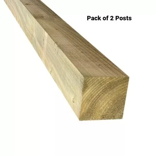 6ft Wooden Fence Posts Timber 3x3 / 4x4 Inch 1.8m Treated Timber PACK OF 2 - Image 1 of 4