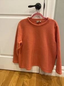 L.L. Bean Größe 1X Koralle Rundhalsausschnitt Langarm Pullover Fleece Oberteil - Bild 1 von 4