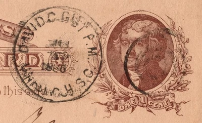 UX8 postal card with rare duplex cancel with postmaster name - Image 1 of 3