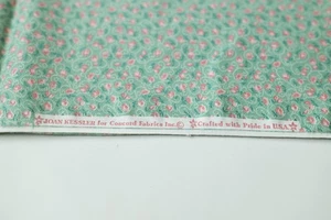 Vtg Cottage Joan Kessler Concord Fabrics Pink Mint Green Floral Cotton 1+ yd - Picture 1 of 5