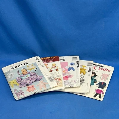 Sewing Patterns For Doll Clothes Lot Of 5 - Uncut - Simplicity & McCalls - Image 1 of 4
