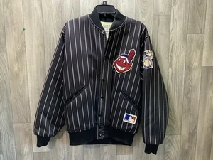 Giacca Bomber Vintage Cleveland Indians Top Of The Line Gessato Taglia Large HTF - Foto 1 di 24