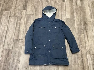Fjallraven Parka Jacket Womens Large Navy Blue G-1000 Sherpa Lined Hooded Coat - Picture 1 of 10