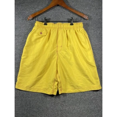 Nat Nast Swimming Shorts Men's Small Yellow Lined Drawstring Outdoors Beach - Image 1 of 4