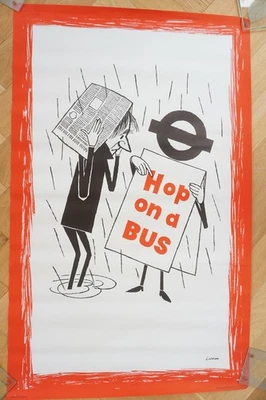 1958 Hop On a Bus Original London Transport Underground Travel Poster by Lobban - Изображение 1 из 4