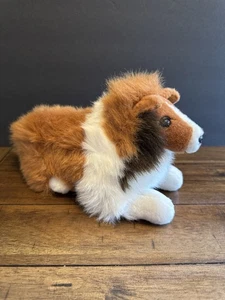 Peluche GUND 1989 LASSIE, perro cachorro Collie marrón blanco, juguete de peluche, 14" pulgadas - Imagen 1 de 7