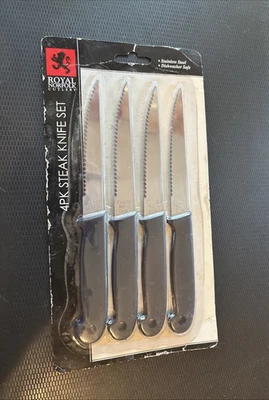 (Juego de 4) Cuchillos para carne de hoja de 5 pulgadas Hoja dentada de acero inoxidable Paquete NUEVO Foto 1 de 2