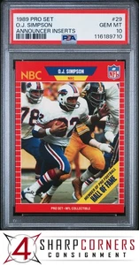 1989 PRO SET ANNOUNCER INSERTS #29 O.J. SIMPSON HOF PSA 10 - Picture 1 of 2