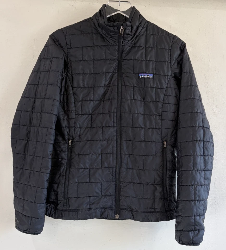Patagonia Women's Sz Small Black Puffer Polyester Fill Jacket Logo - Image 1 of 4
