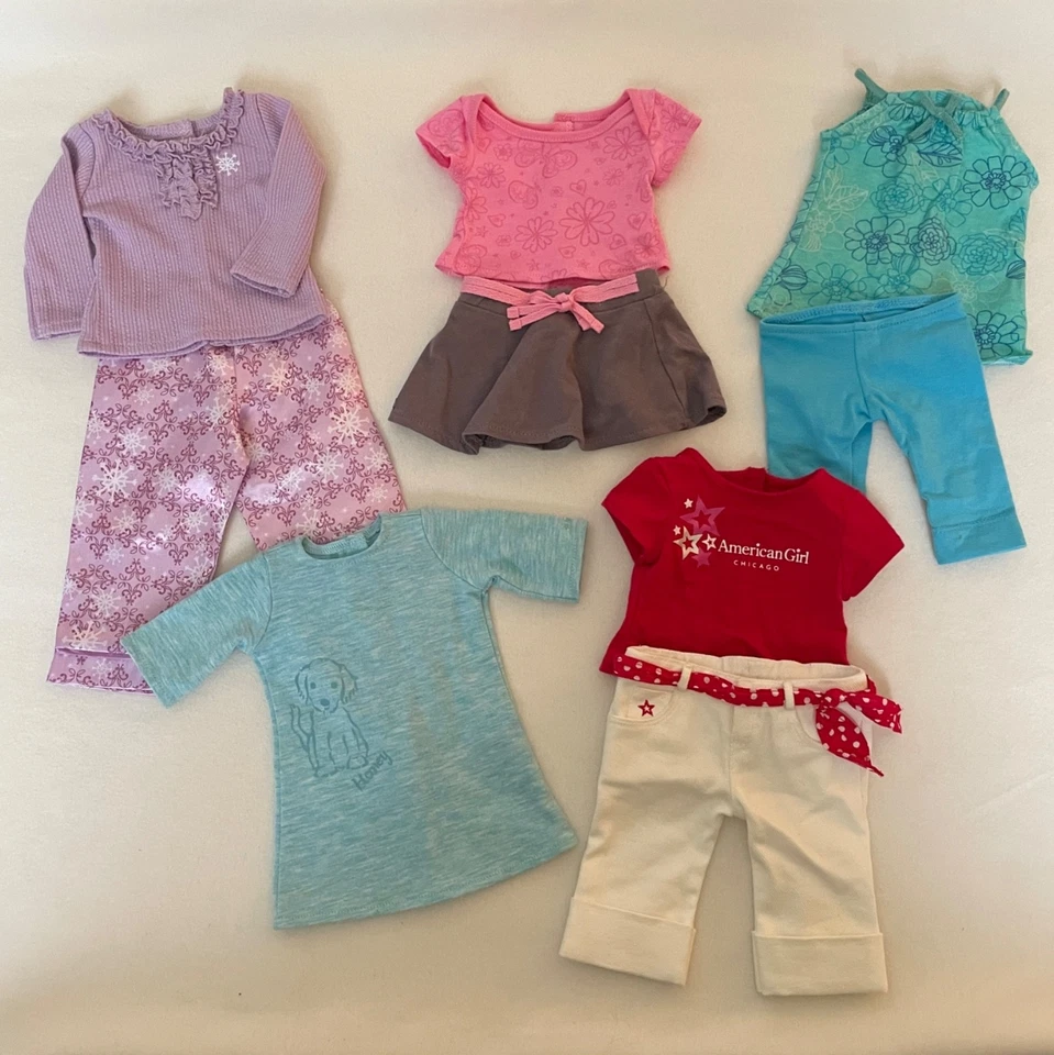 Lote de ropa de pijama, vestido, conjunto de falda y conjunto de capris para muñeca American Girl de 18 pulgadas Foto 1 de 1