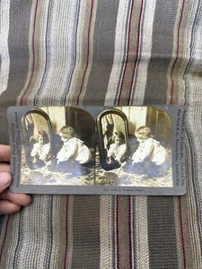 Vintage KEYSTONE Stereoview LOOK AT YOURSELF KITTY Kind Katze Reflexion Spiegel - Bild 1 von 4