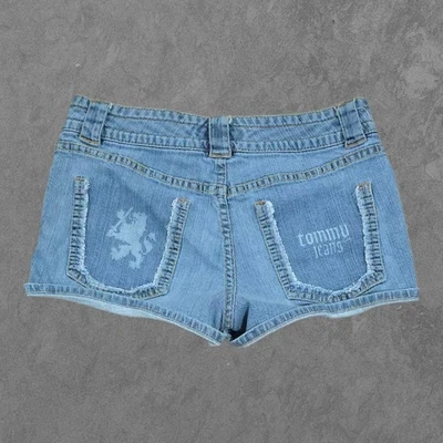 Vintage 90s Tommy Hilfiger Womens Short Shorts Light Wash Low Rise Denim Jean 7 - Image 1 of 4