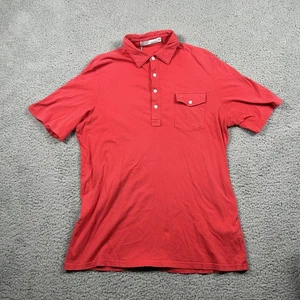Criquet Polo Shirt Mens Large Red 100% Organic Cotton Pocket Button Golf Casual - Picture 1 of 7