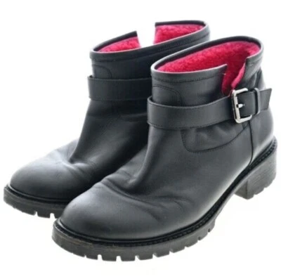 Botas de motociclista FENDI de cuero negro rosa forradas en piel de oveja talla 6,5 EU 37,5 EUC Foto 1 de 4