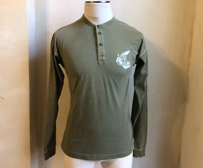 VIVIENNE WESTWOOD ANGLOMANIA GREEN ORGANIC COTTON HENLEY ORB PRINT SHIRT SMALL - Image 1 of 4