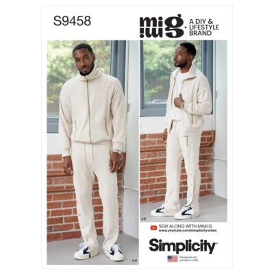 SIMPLICITY 9458 MEN'S KNIT JACKET & JOGGER BOTTOMS Sewing Pattern Sizes XS & XL - Image 1 of 4