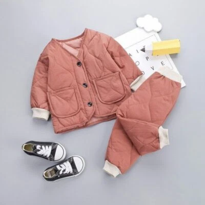 Conjuntos para niños Mantener el calor Ropa informal Nueva Moda Gruesa Algodón Chaqueta Ropa Foto 1 de 4