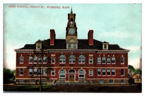 High School, Negus St., Webster, Massachusetts (~1910s) Vintage Postcard - Picture 1 of 2