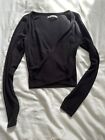 Abercrombie and Fitch V Neck Wrap Sweater - Womens Size Small Black