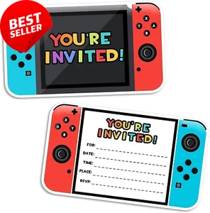 20x Video Game Birthday Party Invitations for Boys Kids Double-Sided Cards - Picture 1 of 7
