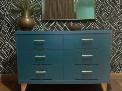 ПРОДАНО* Винтажный Зеленый/Синий MCM Комод/Буфет/ТВ Стойка/Credenza - Изображение 1 из 4