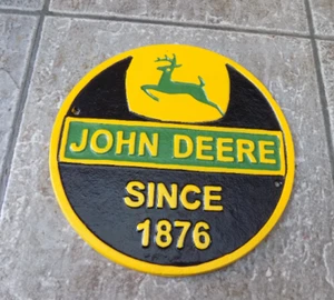 HEAVY CAST IRON SIGN PLAQUE FOR " JOHN DEERE SINCE 1876 " TRACTORS - Picture 1 of 3
