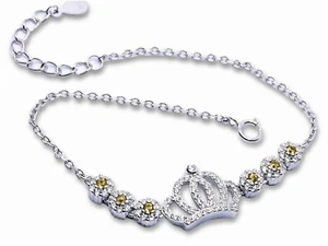 echtes Gelbes Saphir Armband Krone 925 Sterling-Silber mit Edelsteine 18 + 3cm - Bild 1 von 7