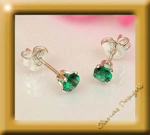 Mai Geburtsstein Sterlingsilber, Ohrstecker, Silber 925, 2,75mm Echte Smaragd - Bild 1 von 1