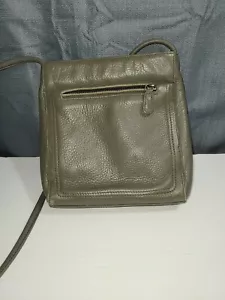 GIANI BERNINI Small Leder M Reißverschluss Damen Crossbody Organizer Oliv - Bild 1 von 11