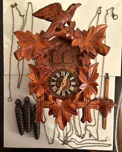 Vintage Black Forest Wood Carved Musical Cuckoo Clock - broke - Picture 1 of 23